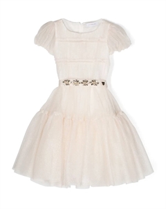 Платье с тюлем и блестками, нейтральный Monnalisa