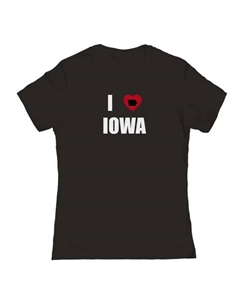Футболка с принтом "I heart Iowa" для подростков, черный Unbranded