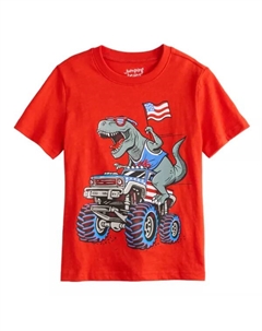 Футболка с патриотическим принтом для мальчиков 4-12 лет, цвет red trex usa Jumping beans