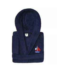 Детский супер плюшевый халат с капюшоном в виде лодки, синий Linum home textiles