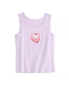 Детский и женский топ с кружевной отделкой и принтом, размеры 6-20, обычные и плюс, цвет heart shaped cake So