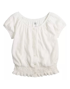 Детский и подростковый трикотажный топ с фактурной вязкой и объемным подолом, размеры 6-20, включая plus size, белый So