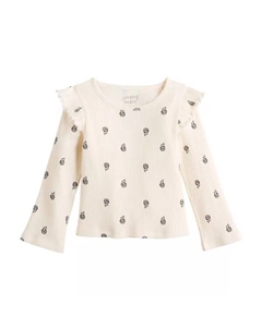 Детский топ с ребристыми рукавами-крылышками для девочек 4-20, цвет basic flower ivory Jumping beans