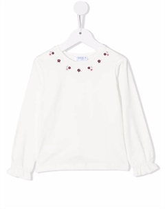 Футболка с длинными рукавами и цветочной вышивкой, белый Siola