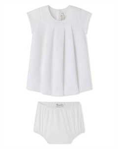 Комплект из плиссированного платья и блумеров, белый Bonpoint