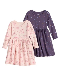 Платье трикотажное с длинными рукавами для девочек и малышей, комплект из 2 предметов, цвет unicorn toille pink Jumping beans