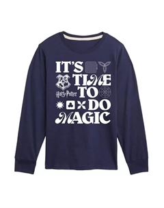 Мальчики 8-20 пора творить чудеса футболка с длинным рукавом и принтом, синий Harry potter