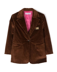 Вельветовый пиджак с нашивкой-логотипом, коричневый Dolce & gabbana kids