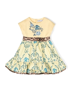 Многослойное платье с принтом, желтый Roberto cavalli junior