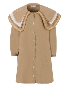 Платье с воротником Питер Пэн и оборками, коричневый Pangolini kids