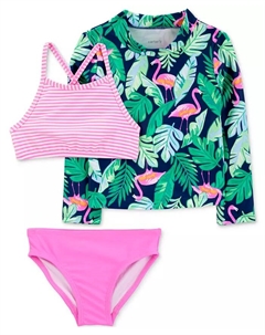 Детский купальный комплект для девочки с тропическим принтом, 3 предмета, мультиколор Carter`s