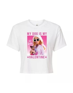 Укороченная футболка Juniors «Моя собака — мой Валентин», белый Barbie