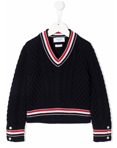 Свитер Cricket Cable с отделкой RWB, синий Thom browne kids