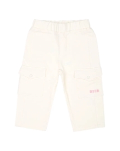 Брюки с вышитым логотипом, белый Msgm kids