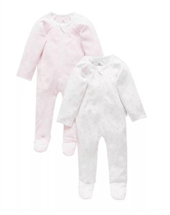 Детский комбинезон на молнии, 2 шт, розовый Purebaby
