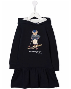 Платье-худи с принтом Teddy Bear, синий Polo ralph lauren kids