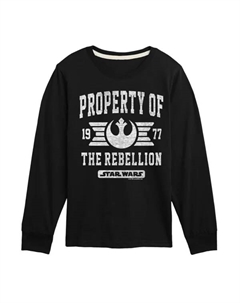 Футболка с длинным рукавом и принтом «Собственность восстания» для мальчиков 8–20 лет, черный Star wars