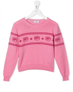 Джемпер вязки интарсия с узором Eyelike и блестками, розовый Chiara ferragni kids