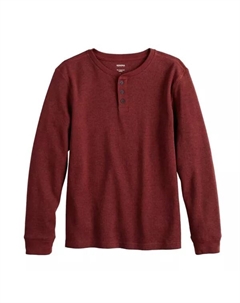 Супермягкая футболка хенли с длинным рукавом для мальчиков 8-20 лет, обычная и хаски, бургундия Sonoma goods for life