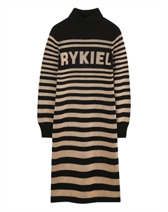 Полосатое платье с высоким воротником, черный Sonia rykiel enfant