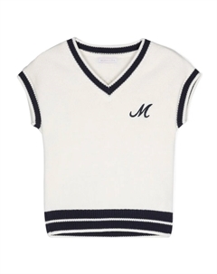 Жилет с V-образным вырезом и вышитым логотипом, белый Monnalisa