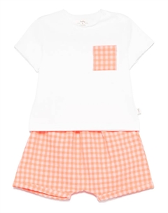 Комплект из футболки и шортов в клетку гингем, белый Teddy & minou
