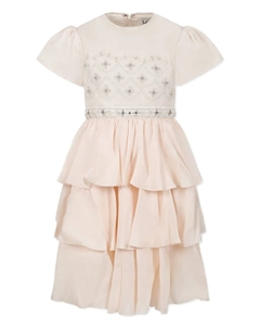 Шелковое платье с ярусной юбкой, нейтральный Làtara