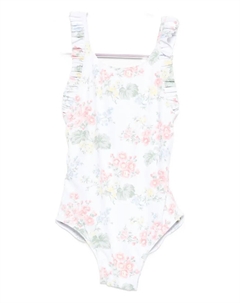 Купальник с цветочным принтом и оборками, белый Tartine et chocolat