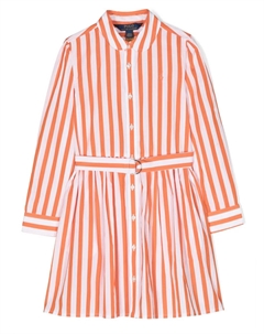 Платье в полоску с поясом, оранжевый Polo ralph lauren kids
