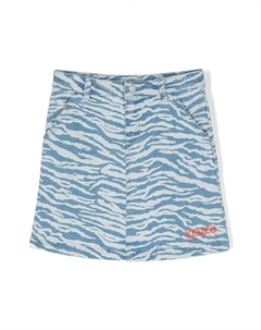 Джинсовая юбка с принтом, синий Kenzo kids