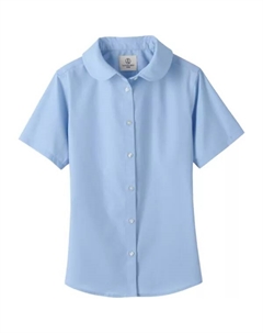 Школьная блузка с коротким рукавом и воротником питер пэн для девочек 4-16 лет, голубой Lands' end