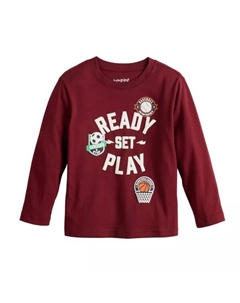 Футболка с длинными рукавами и принтом для мальчиков и малышей, цвет maroon play Jumping beans