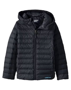 Мальчиковая утеплённая куртка 4-20 с капюшоном, черный Lands' end