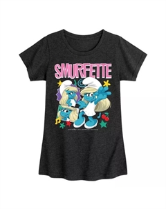 Футболка с коротким рукавом для девочек 7-16 лет смурфики смурфетта, цвет heather black Licensed character