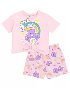 Комплект одежды для девочек: футболка Best Friend Bear и шорты из френч-терри, розовый Care bears
