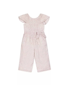 Комбинезон для девочек с оборками на рукавах и защипами, органический, розовый Hope & henry