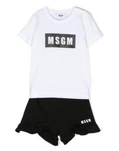 Комплект из футболки и шортов с логотипом, белый Msgm kids