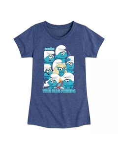 Футболка с короткими рукавами и принтом «Смурфики, верные друзья» для девочек 7–16 лет, цвет heather navy Licensed character