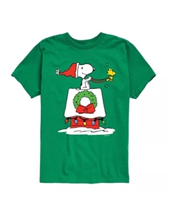 Футболка с рисунком санок из домика Peanuts для мальчиков 8-20 лет, зеленый Licensed character