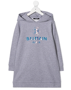 Платье с капюшоном и логотипом, серый Balmain kids