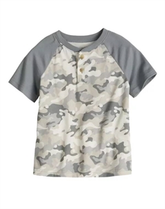 Футболка реглан хенли для мальчиков и малышей, цвет grey camo print Jumping beans