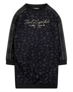 Платье-толстовка с леопардовым принтом, черный Karl lagerfeld kids