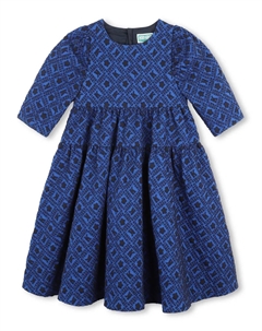 Платье с длинными рукавами и жаккардовым логотипом, синий Kenzo kids