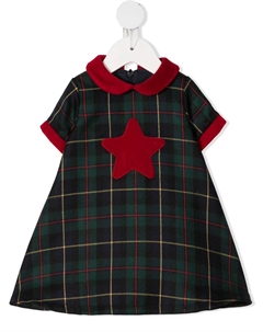 Платье в клетку тартан с нашивкой, зеленый La stupenderia