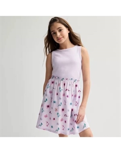 Платье-майка в рубчик для девочек 6-20 лет, стандартного и большого размера, цвет purple floral So