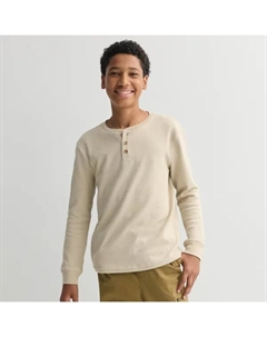 Супермягкая футболка хенли с длинным рукавом для мальчиков 8-20 лет, обычная и хаски, цвет sand Sonoma goods for life