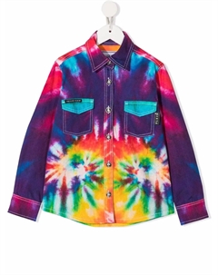 Джинсовая рубашка с принтом тай-дай, зеленый Philipp plein junior