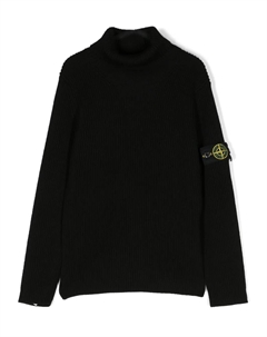 Джемпер из вирджинской шерсти с нашивкой Compass, черный Stone island junior