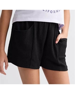 Трикотажные шорты с текстурой на резинке для девочек 6-20 лет, стандартные и большие размеры, черный So