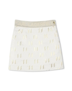 Жаккардовая юбка мини с монограммой, белый Karl lagerfeld kids